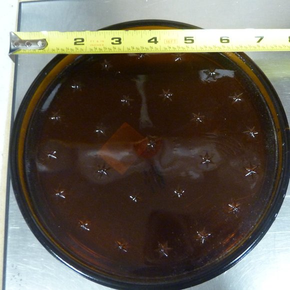 SALE Amber Starlight Rustic Pillar Candle Tray Plate Heavy Brown Glass NEW Boxed - Picture 5 of 5